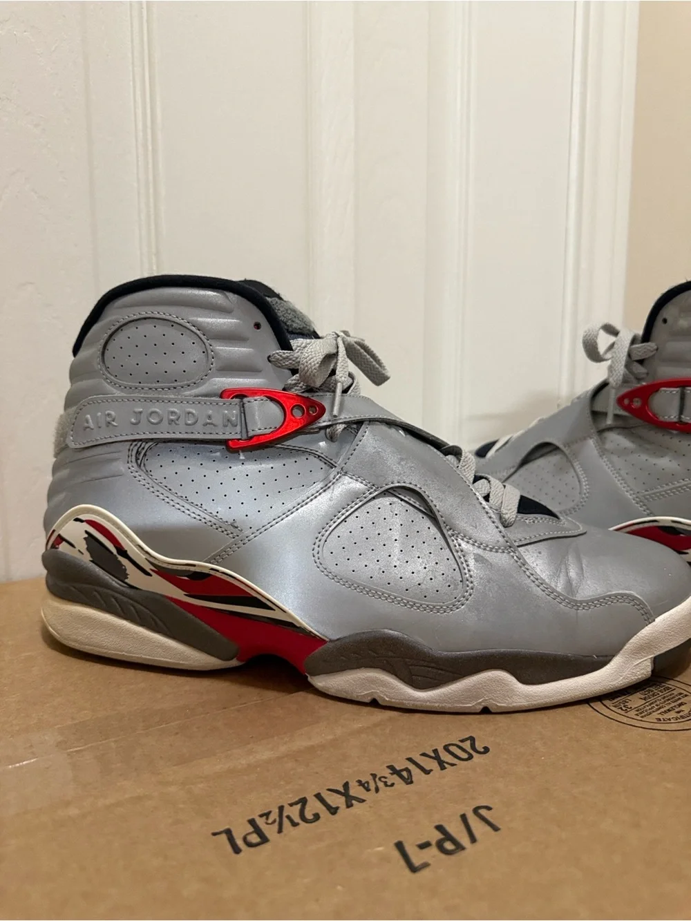 Jordan Kids Gray and Red High-Top Sneakers
